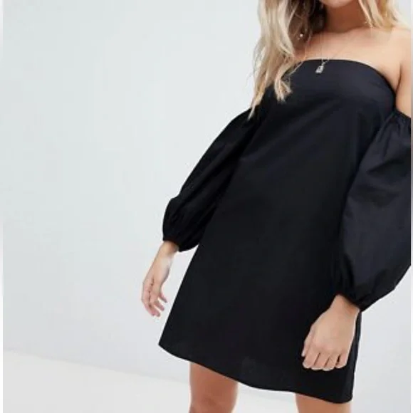 asos black off the shoulder dress ASOS DESIGN off shoulder mesh insert cocoon maxi prom dress in black